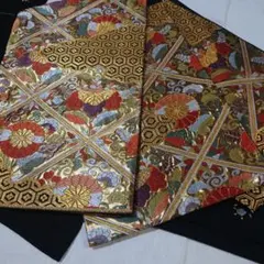 袋帯 黒地 金糸 華文 菊文様 豪華 まとめて 3本 - メルカリ