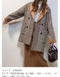JUNOAH チェック柄 ダブルブレストジャケット M