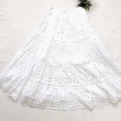 LAUREN RALPH LAUREN カットワークレース ロングスカート Mのサムネイル