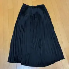 黒 ロング プリーツスカート