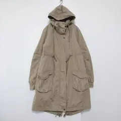 フード付きモッズコート ミリタリー ベージュ（M）ロング丈