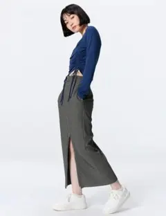 【新品タグ付き】GU　フロントジップナローロングスカート