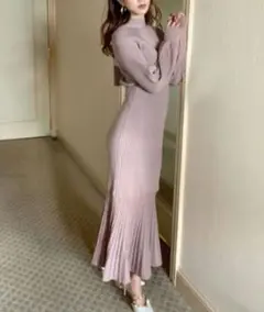 [美品] RESEXXY リボン マーメードニットワンピース リブ デート