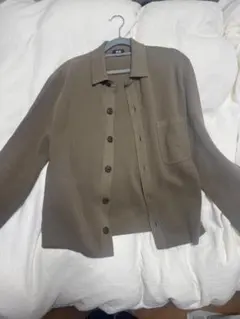 ユニクロ　ミラノリブシャツカーディガン　ブラウン