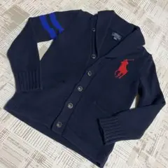 【美品】ラルフローレン polo カーディガン S 紺 ネイビー ビックロゴ