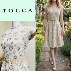 TOCCA トッカ　LUCKY STAR 刺繍　リボン　ワンピース 2 グリーン