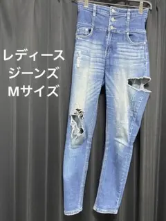 D*f様 ハイウエスト ダメージ スキニーデニム ライトブルー