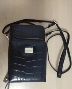 クロコダイル風スマホ兼財布ポーチ【ブラック】