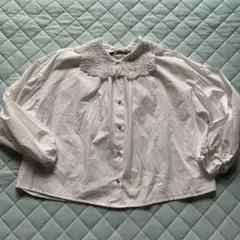 ZARA レース襟 ホワイトシャツ XS