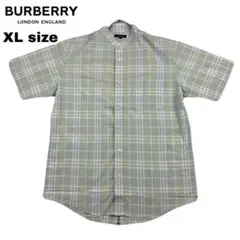 美品　BURBERRY 半袖シャツ XLサイズ グリーン系　春夏コーデ