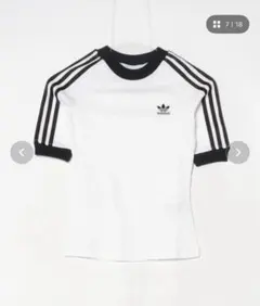adidas 3本ライン 半袖Tシャツ M ホワイト/ブラック