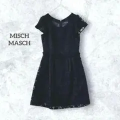ミッシュマッシュ 花柄 ワンピース 膝丈 フリル シアースリーブ 黒
