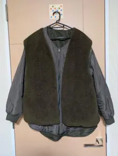 ニコアンド オリーブ色 フリース ナイロン アウター