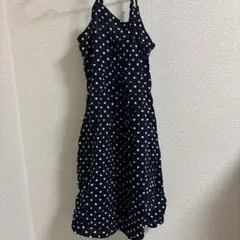 ネイビー 水玉模様 キャミワンピース h&m