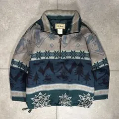 L.L.Bean　ウールジャケット　90s　ノルディック柄　結晶　ポルトガル製