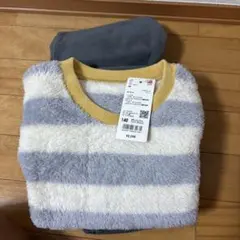 フリースセット 140 グレー/ストライプ