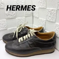 HERMES エルメス レザースニーカー ブラウン 41 メンズ Hロゴのサムネイル