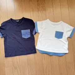 デニム風ポケット付きTシャツ2枚セット