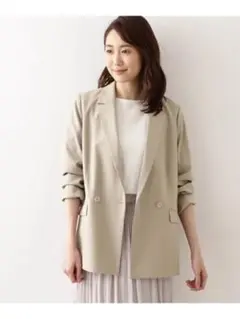 ナチュラルビューティーベーシック　テーラードジャケット　S　グレージュ　訳あり