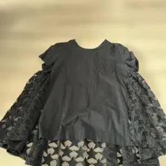 星柄レース切り替え 半袖Tシャツ ブラックのサムネイル