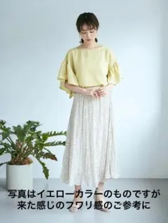 earth music&ecology フリルスリーブ　ブラウス　ドット