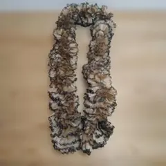 スパンコール フリル 茶×黒 マフラー ストール 春秋冬