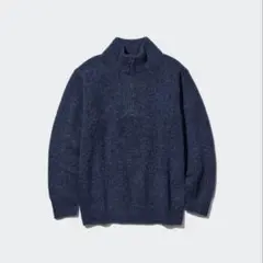 UNIQLO XL スフレヤーンハーフジップセーター　ブルー