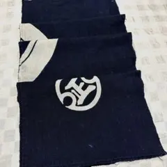 古布　筒描き　藍染　家紋丸に違い鷹の羽 古布 筒描き 藍染 家紋丸に違い鷹の羽