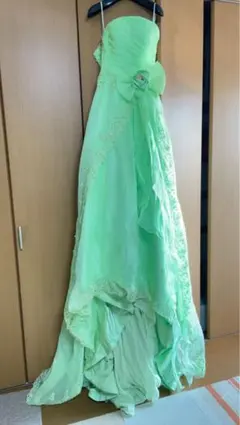 【未使用試着のみ】ウエディングカラードレス　ミントグリーン パニエ、ベールセット
