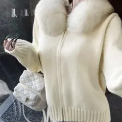 SHEIN 女性用ファー付きフード付きセータージャケット