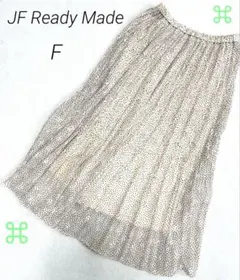 ドット柄プリーツロングスカート シフォン ベージュ ウエストゴム Fsize