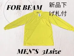 FOR BEAM メンズ 3L イエロー 　新品時下げ札付 長袖ポロシャツ