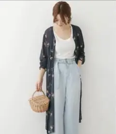 アーバンリサーチ ドアーズ カーディガン　シフォンガウンワンピース