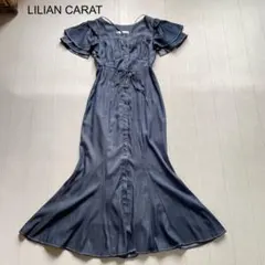 LILIAN CARAT デニムライクフリルスリーブワンピース　1のサムネイル