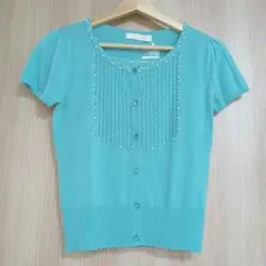 NANASHI ナナシ パールビーズ半袖カーディガン&キャミソール サマーニット