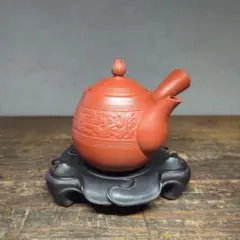 陶芸　煎茶道具　常滑焼名工　二代杉江翁軒　幾何学龍眼文　蕾摘　急須　在銘のサムネイル