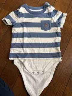 gap baby ストライプ柄ロンパース クマ刺繍付き 3-6ヶ月