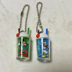 レトログラスミニチュアチャーム　ミッキー&ドナルド