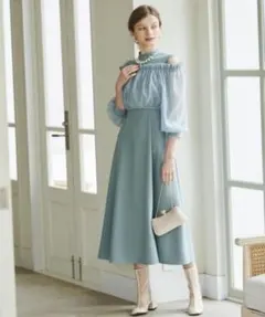 and couture シアーギャザーブラウス×レイヤードワンピース