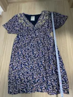 archives 花柄 半袖 ひざ丈ワンピース ネイビーのサムネイル