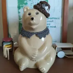 しろくま貯金箱　お花付き麦わら帽子と付け襟セット【011】