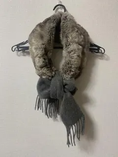 ★UNITED ARROWS★ファー付き マフラー 毛 カシミヤ ラビット