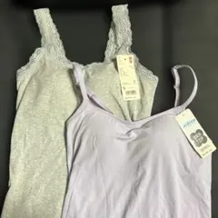 【UNIQLO】リブブラキャミソールS+レース付きブラトップ