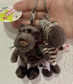 NICI ニキ キーホルダー レパード ヒョウ シマウマ ゼブラ　2個セット