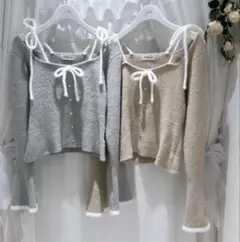 bubbles トップス　ニットribbon shaggy knit tops
