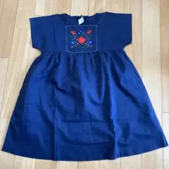 ファミリア ワンピース ネイビー 刺繍 110