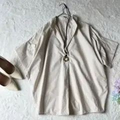 Plageプラージュ　スキッパーコットンオーバーシャツ　　ベージュ　フリー