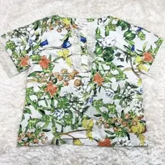 【美品】スーパービューティー　半袖　花柄　袖レース　カットソー　シャツ　XLのサムネイル