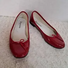 『美品』レペット　バレエシューズ　パンプス　レッド　赤　リボン　エナメル　レザー 極美品】 repetto レペット バレエシューズ フラット リボン