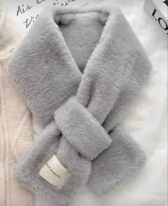新品♡importグレー ファー マフラー ブランドタグ付き